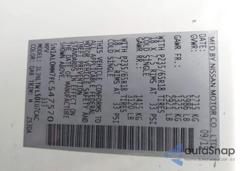 2015 Infiniti Qx60 from USA, damaged, VIN 5N1AL0MM7FC547570